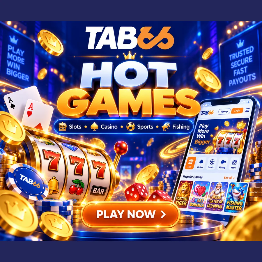 TAB66 Hot Games banner: slots, casino, sports and fishing